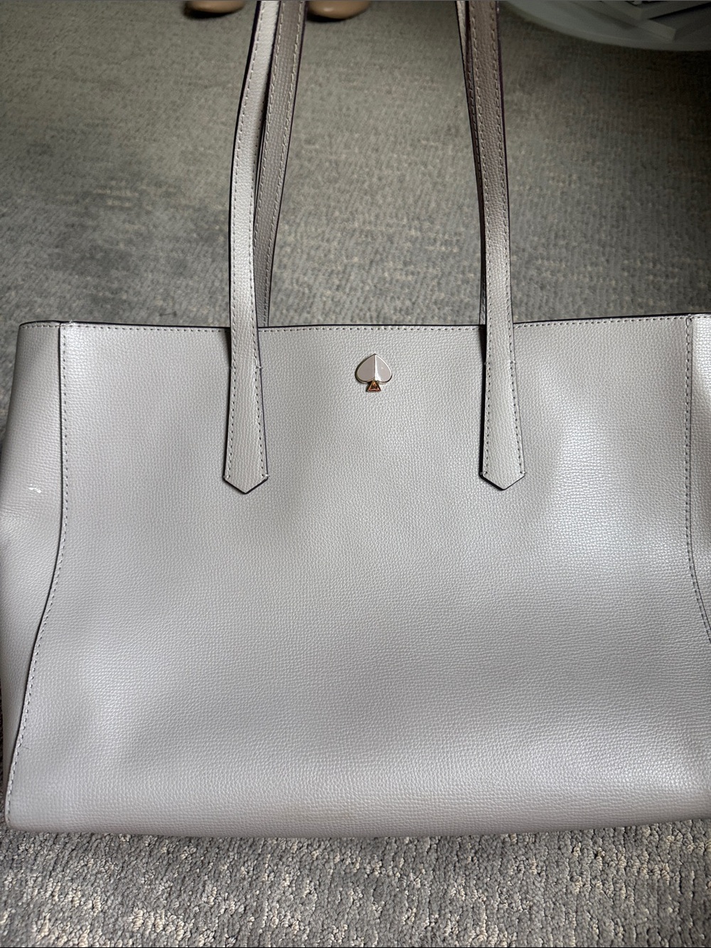 kate spade pebble leather tote in light gray